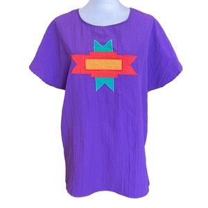 Vintage Southern Lady Appliquéd Geometric‎ Buzzinga Shirt Epic 80’s Y2K Pullover